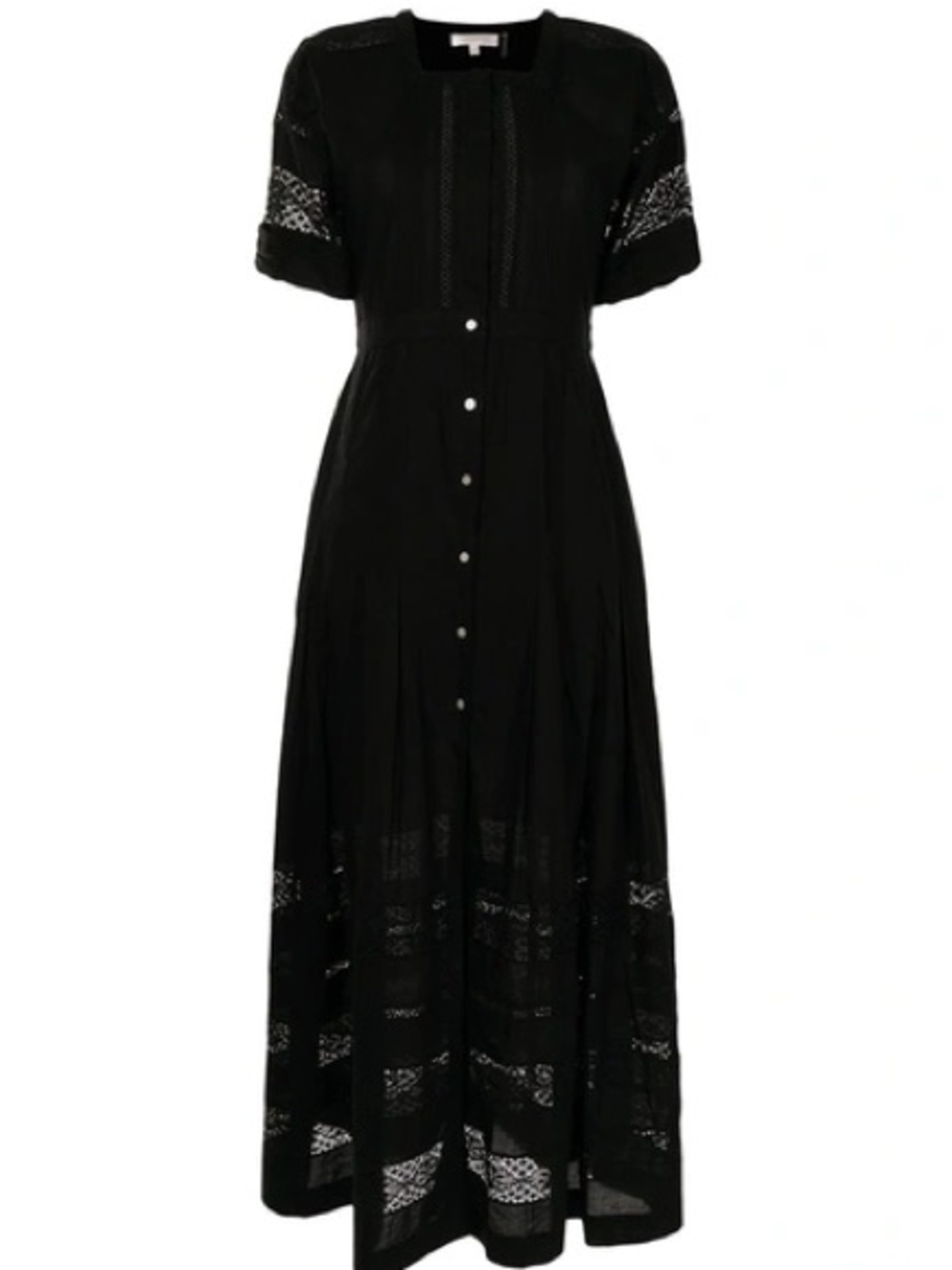 LoveShackFancy Edie Black Lace-Panel Button Maxi Dress Sz S - Picture 3 of 3